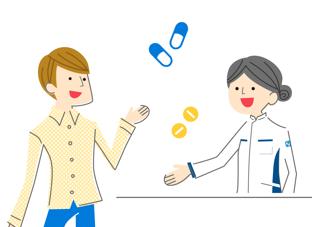 お薬について説明する薬剤師と患者さま