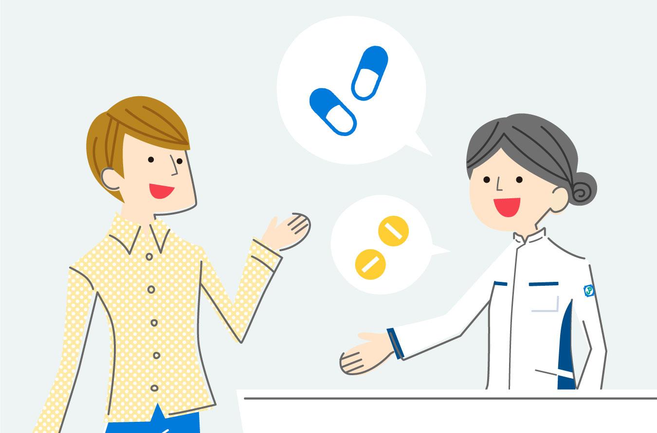 お薬の説明をする薬剤師と患者さま